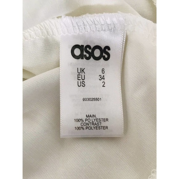 Asos Petite | Embroidered Bird Top Size US 2 White Button Back Peplum Crewneck - Picture 7 of 8